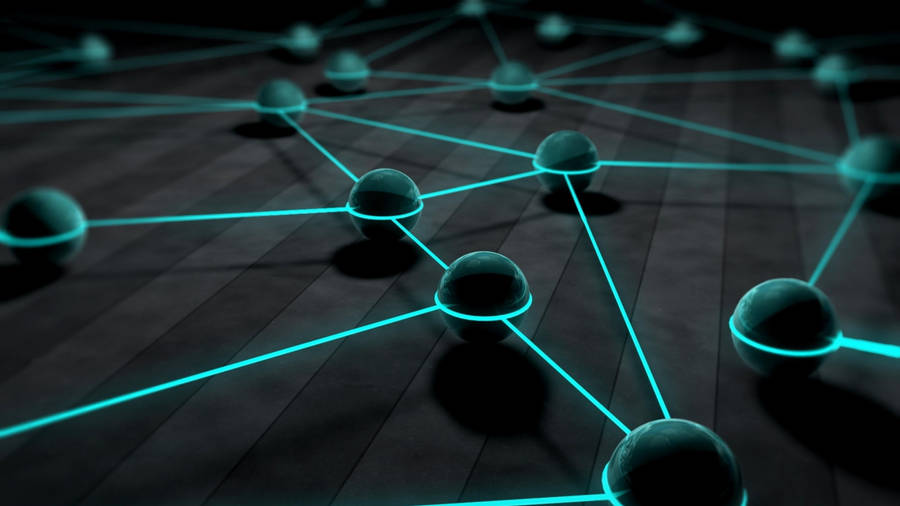 Striking Contrast Of Black Balls Against Blue Lines Wallpaper