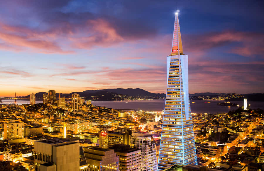 Stunning Night View Of The Transamerica Pyramid Wallpaper