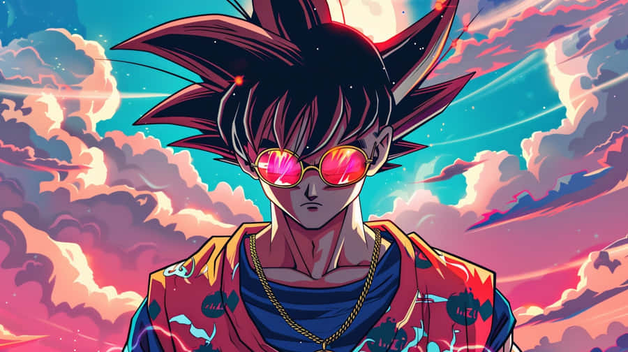 Stylish Goku With Sunglasses Wallpaper