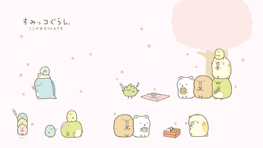 Sumikko Gurashi Drinking Tea Wallpaper