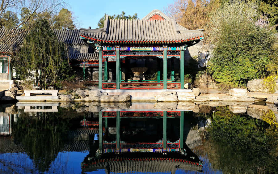 Summer Palace Garden Pond Wallpaper
