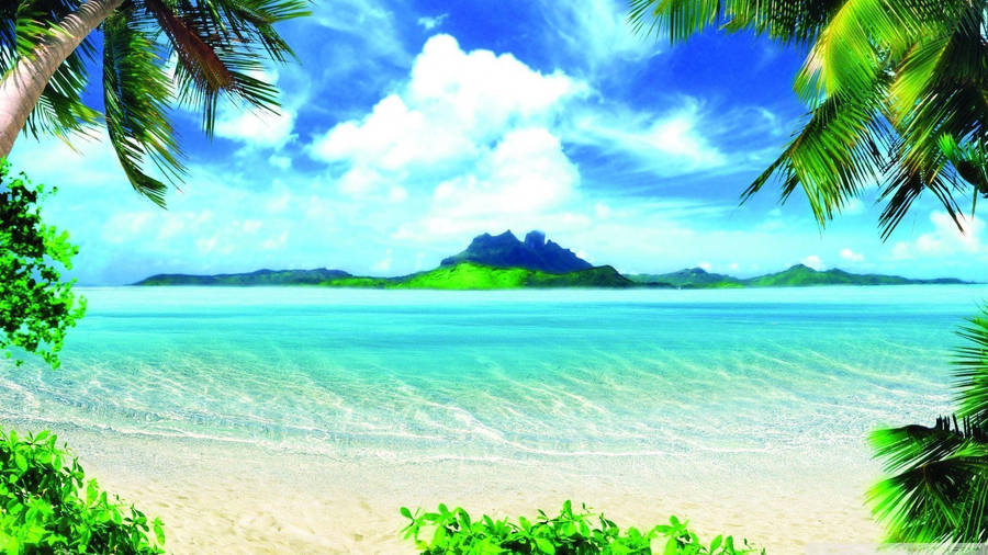 Summer Season Green Island Wallpaper