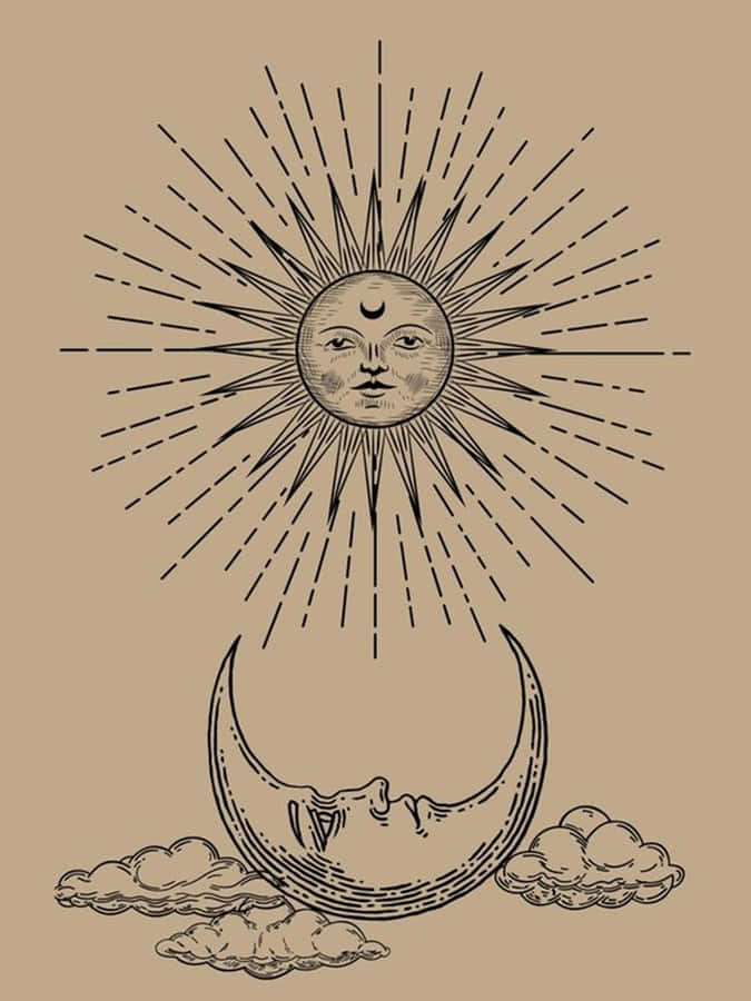 Sun And Moon Embracing The Sky Wallpaper
