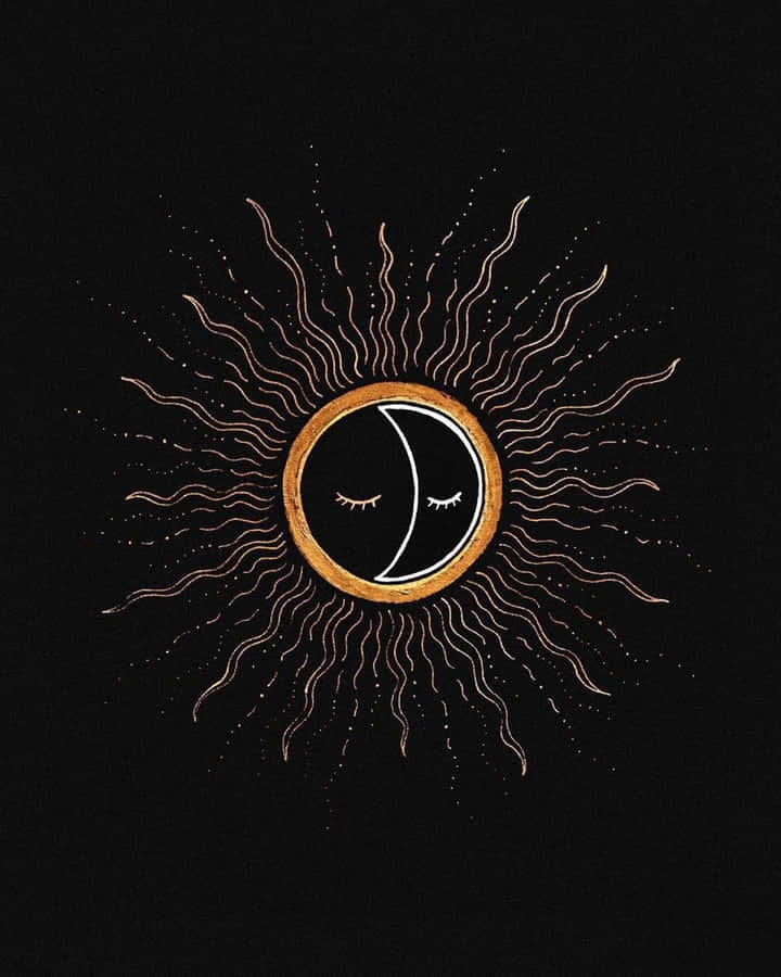 Sun And Moon United: A Harmonious Dance In The Sky Wallpaper