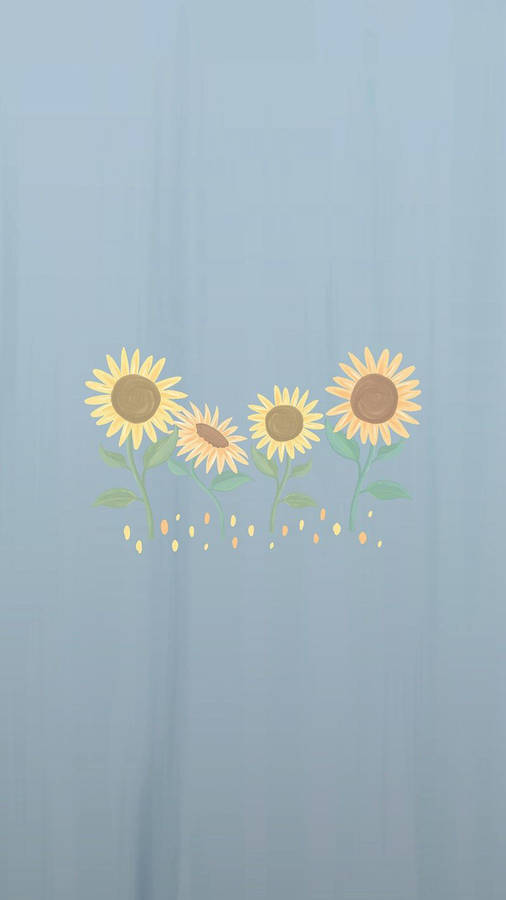 Sunflowers Spring Iphone Blue Wallpaper