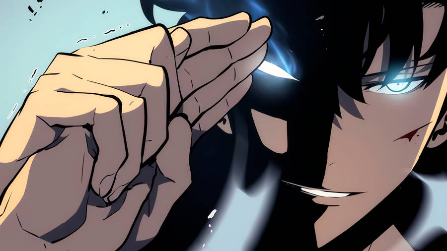 Sung Jinwoo’s Blue Eyes Solo Leveling 4k Wallpaper