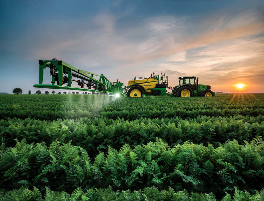 Sunset Farm Spraying Equipment Wallpaper