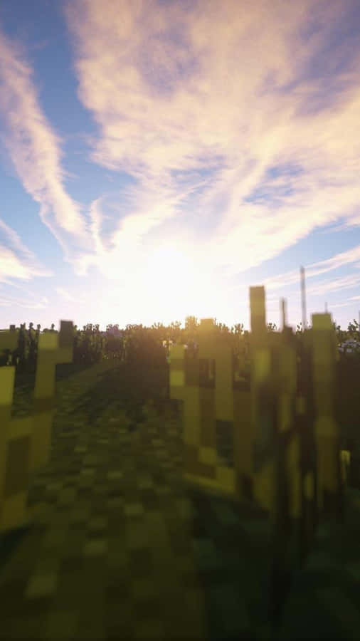 Sunset In Minecraft Wallpaper