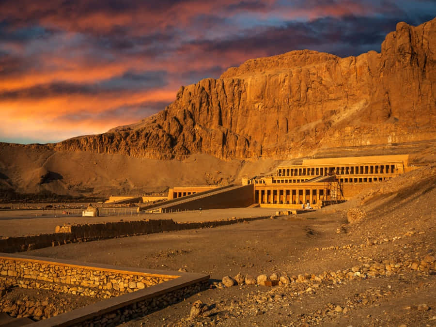 Sunset_ Over_ Ancient_ Egyptian_ Temple_ Valley_of_the_ Kings Wallpaper