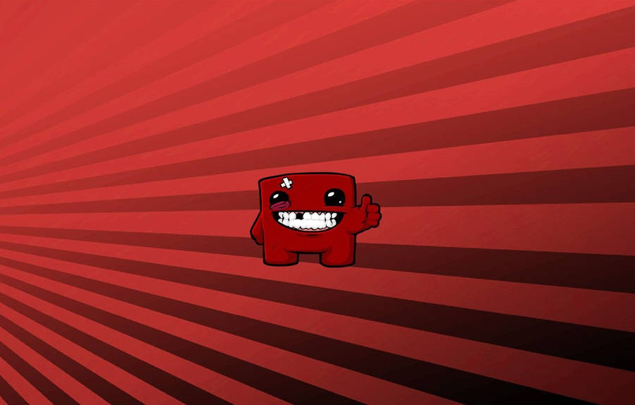 Super Meat Boy On Red Stripes Wallpaper