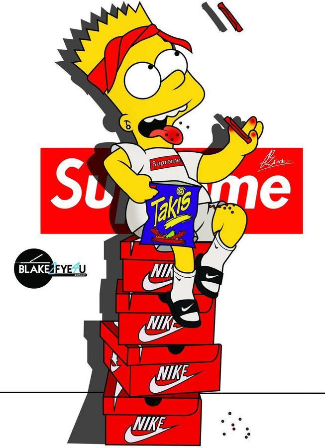 Supreme Bart And Nike Cartoon Wallpaper