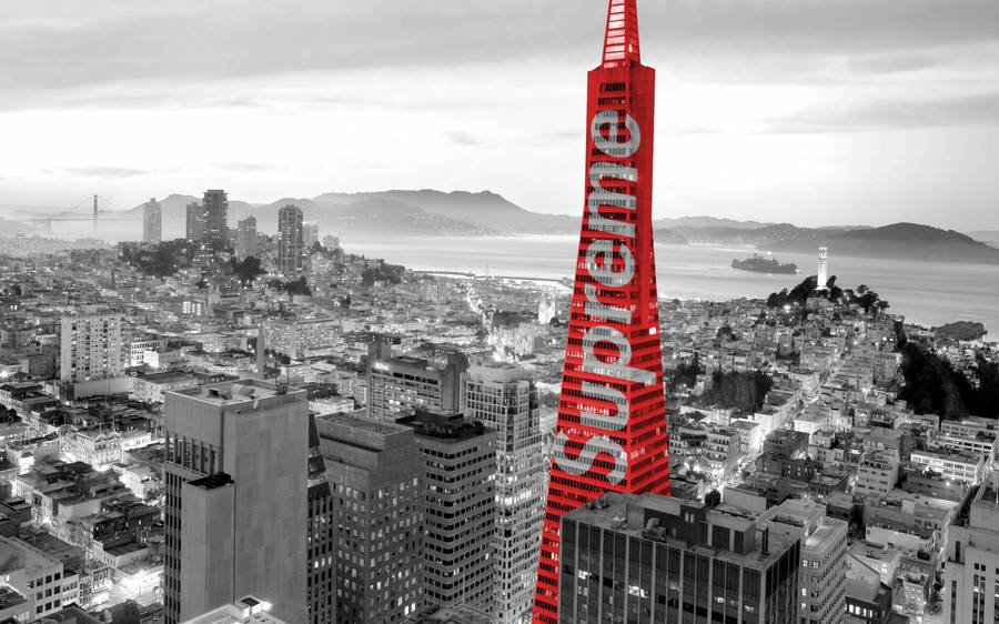 Supreme Logo On Building Wallpaper