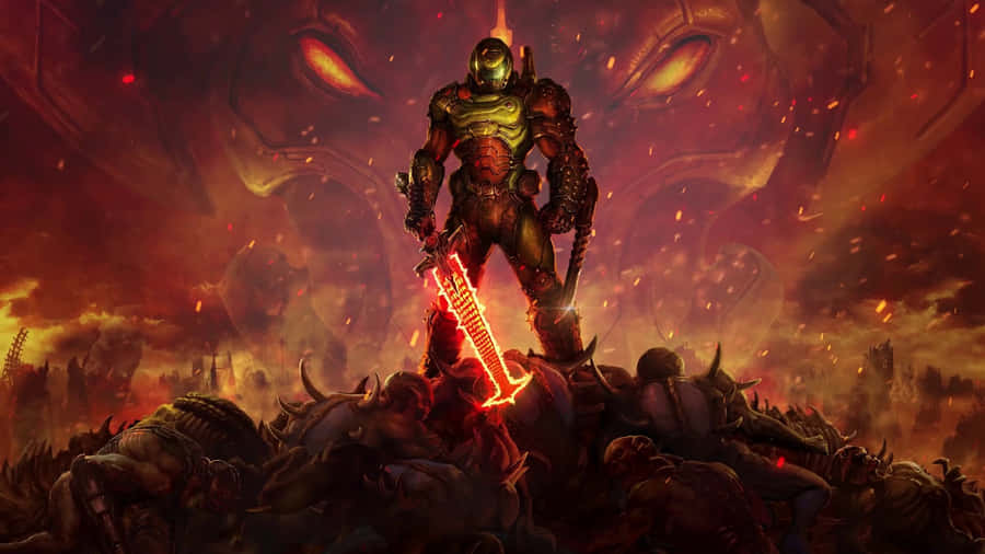 Survive The Battles Of Hell In The Thrilling Fps Doom Eternal Wallpaper
