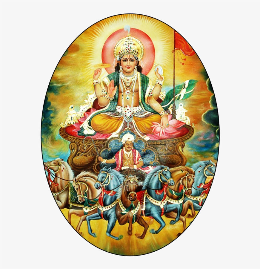 Surya Bhagwan In An Oval Shape Wallpaper