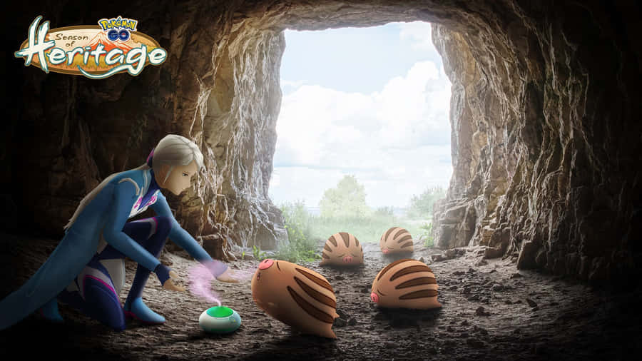 Swinub Enjoying The Season Of Heritage In A Winter Landscape Wallpaper