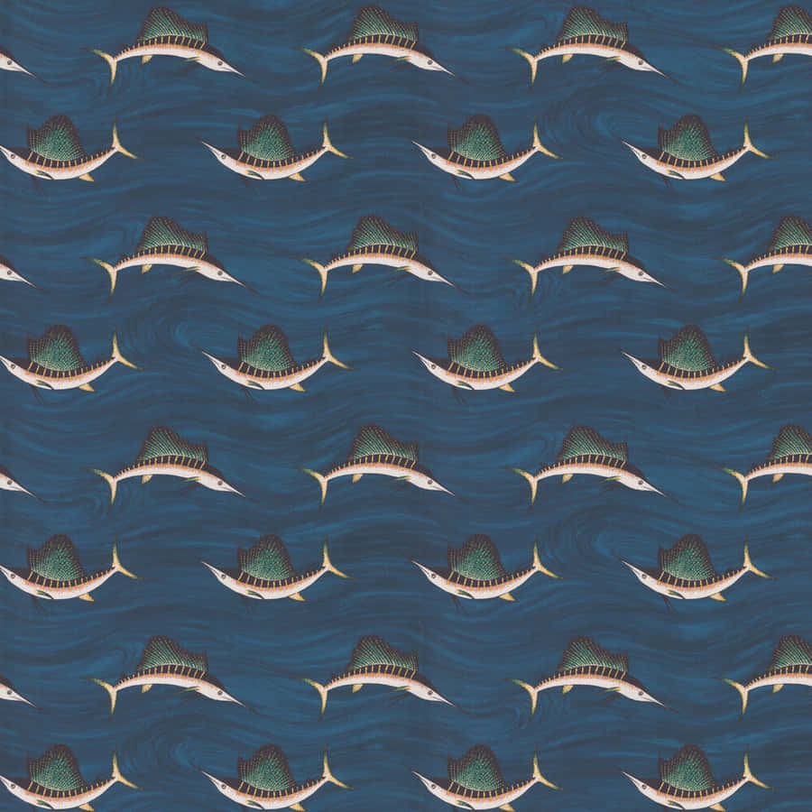 Swordfish Pattern Sea Background Wallpaper