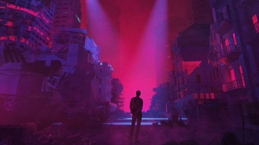 Synthwave Dystopian Scenery Wallpaper
