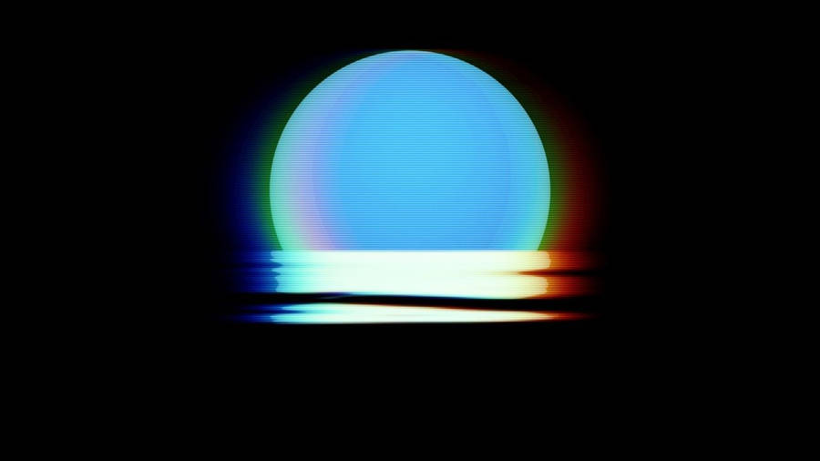 Synthwave Neon Blue Moon Wallpaper