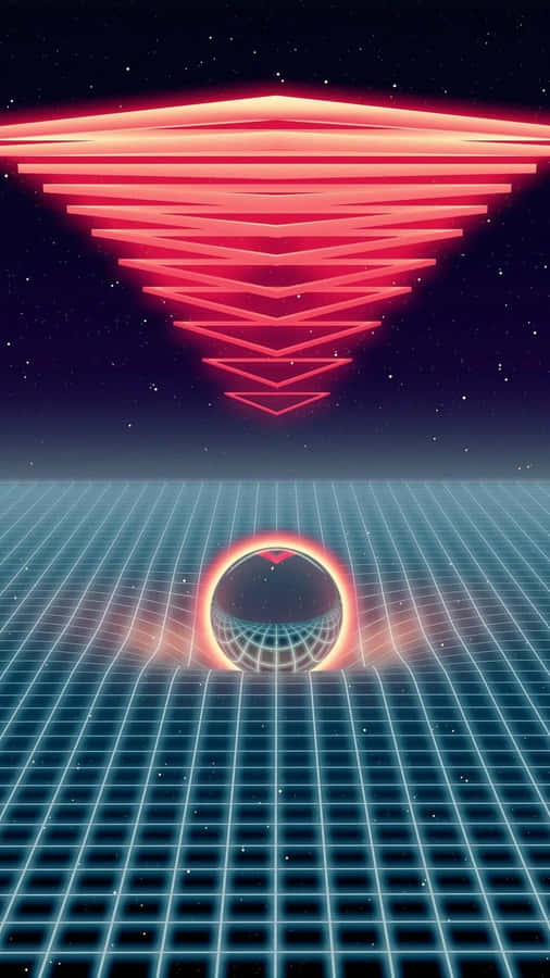 Take A Trip To The World Of Futuristic Nostalgia With This Vivid Vaporwave Iphone Wallpaper. Wallpaper