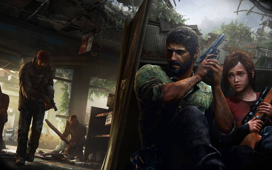Taking Cover Against An Unknown Enemy In The Last Of Us Wallpaper