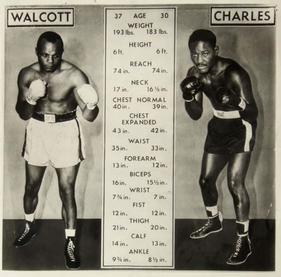Tale Of The Tape Between Charles & Jersey Joe Walcott Wallpaper
