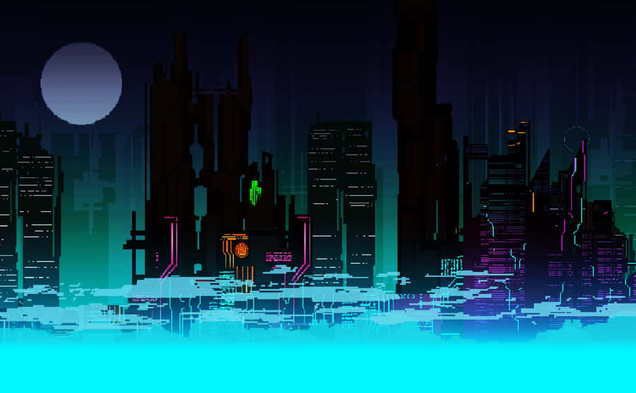 Tall City Pixel Art Wallpaper