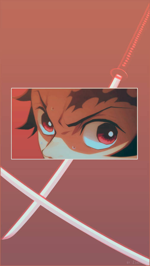 Tanjiro Aesthetic Eyes And Sword Wallpaper