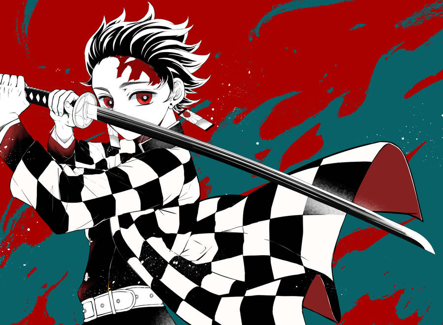 Tanjiro In Red And Green Wallpaper