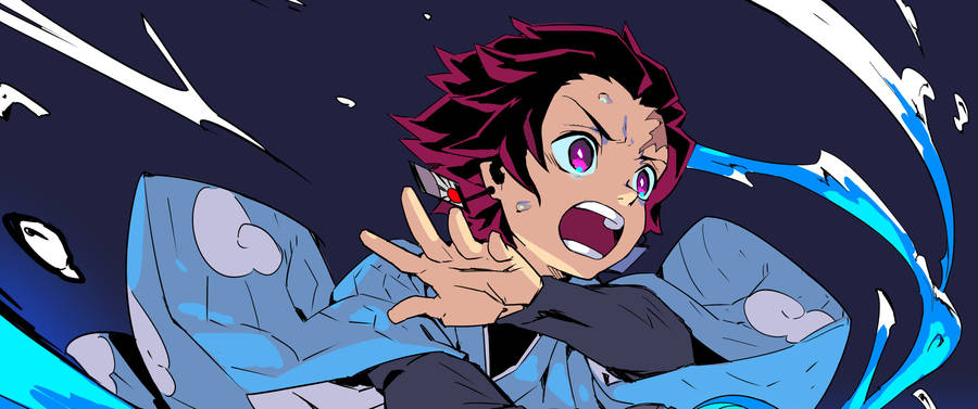 Tanjiro Kamado Unleashing The Hinokami Kagura Dance Wallpaper
