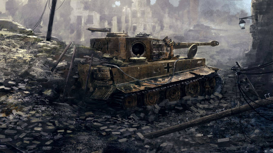 Tank In Ruins Wallpaper