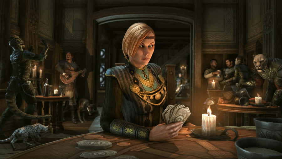 Tavern Scene With Dark Brotherhood Assassin Wallpaper