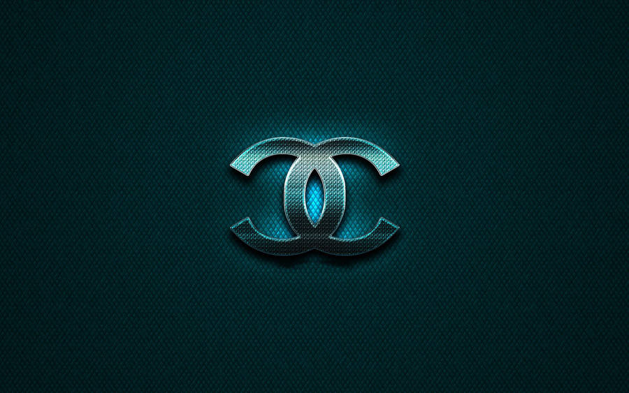 Teal Metallic Chanel Logo Wallpaper