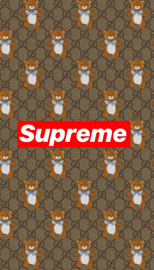 Teddy Bear On Gucci And Supreme Wallpaper