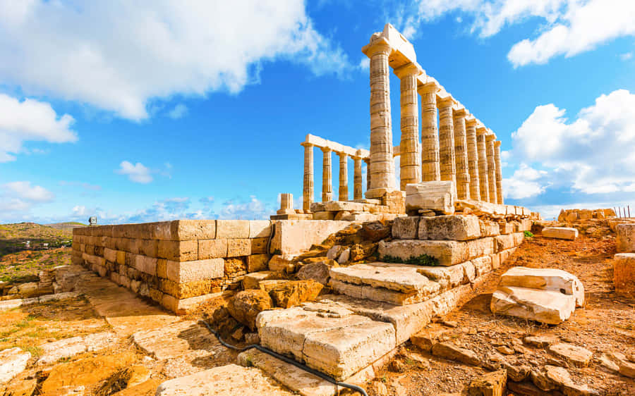 Temple Of Poseidon Ruins Sounion Wallpaper
