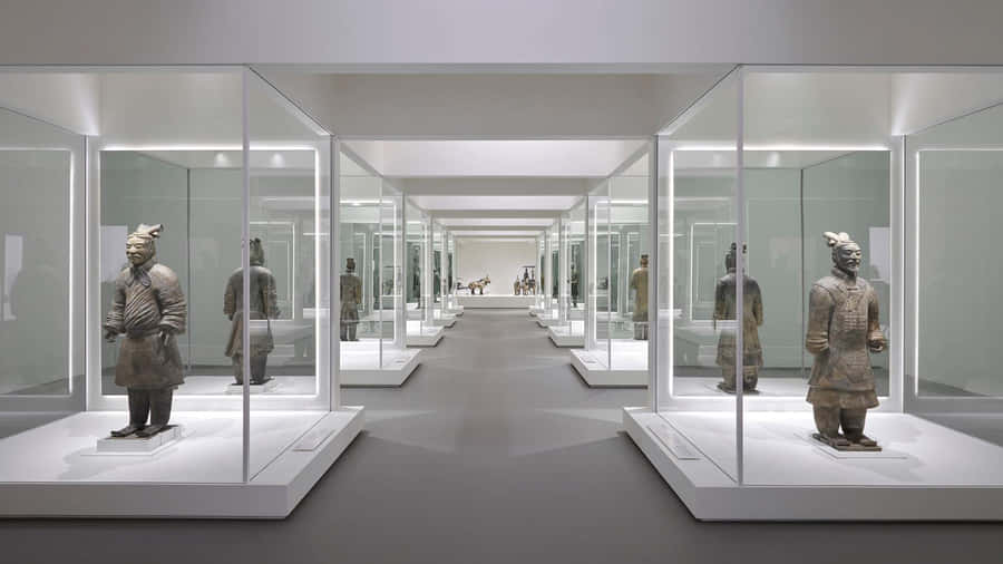 Terracotta Warriors Museum Sculpture Display Wallpaper