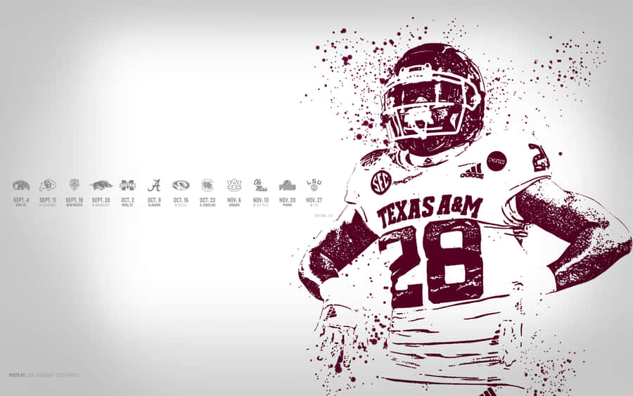 Texas Am Player With A Helmet And A Number On His Face Wallpaper