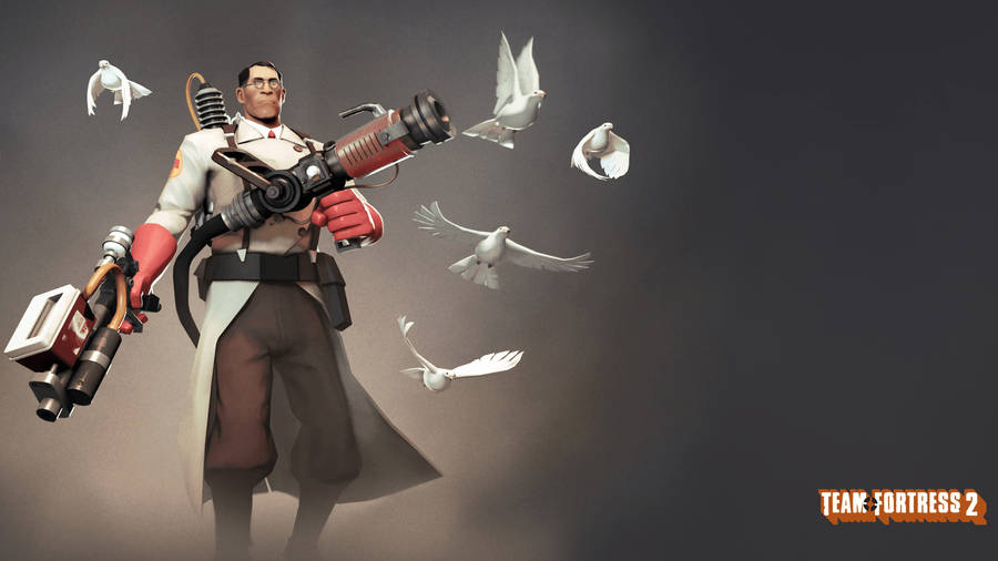 Tf2 Medic On Black Background Wallpaper