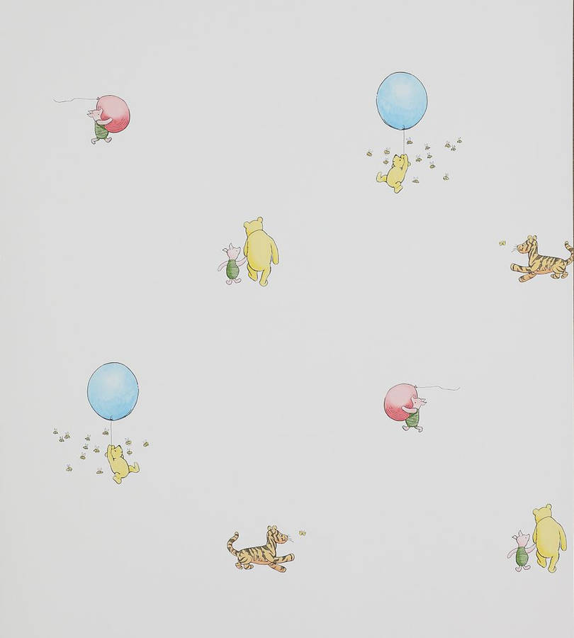 The Adventures Begin - Pooh Bears Soars With Ballons Wallpaper