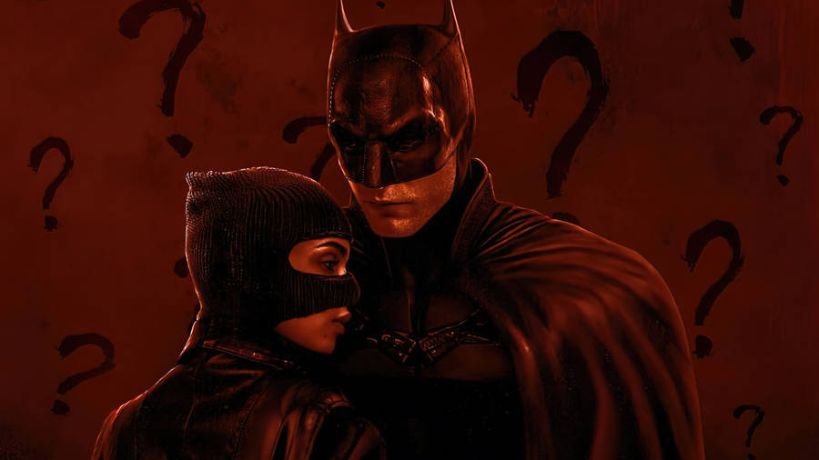 The Batman And Catwoman In Red Wallpaper