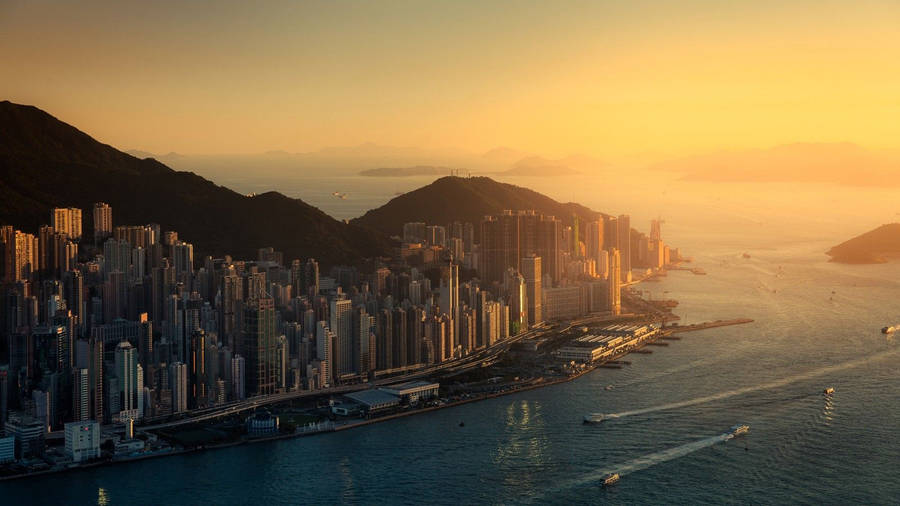 The Beautiful Skyline Of Hong Kong Wallpaper