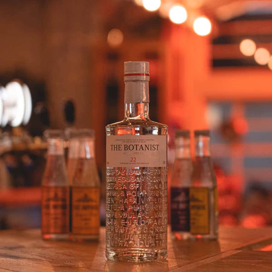 The Botanist Islay Dry Gin Drink And Liquors On Bar Wallpaper