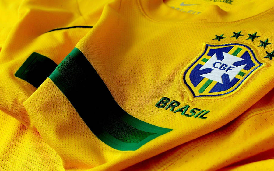 The Brazil National Football Team Donned In Their Iconic Yellow Jerseys. Wallpaper