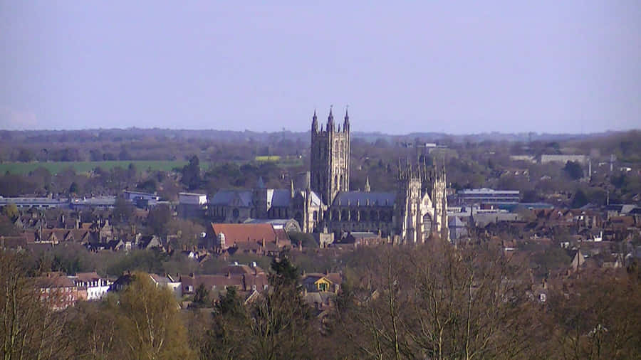 The Canterbury Cathedral Towers From A Distanec Wallpaper