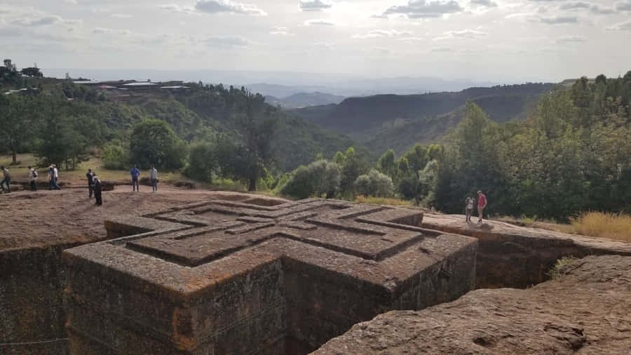 The Cross-shaped Church's Corners In Lalibela Wallpaper