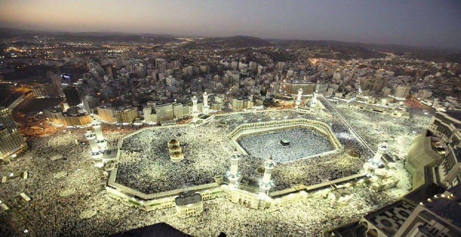 The Great Mosque Temple Lights In Makkah Hd Wallpaper