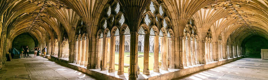 The Hallway At The Cloisters Of Canterbury Cathedral Wallpaper