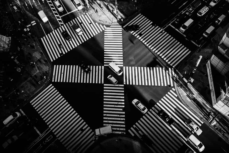 The Japanese Cityscape In Black And White Wallpaper