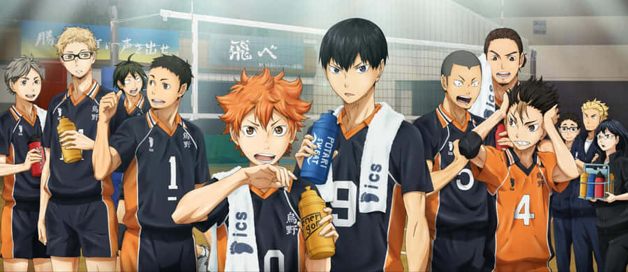 The Karasuno Team Soars High Wallpaper