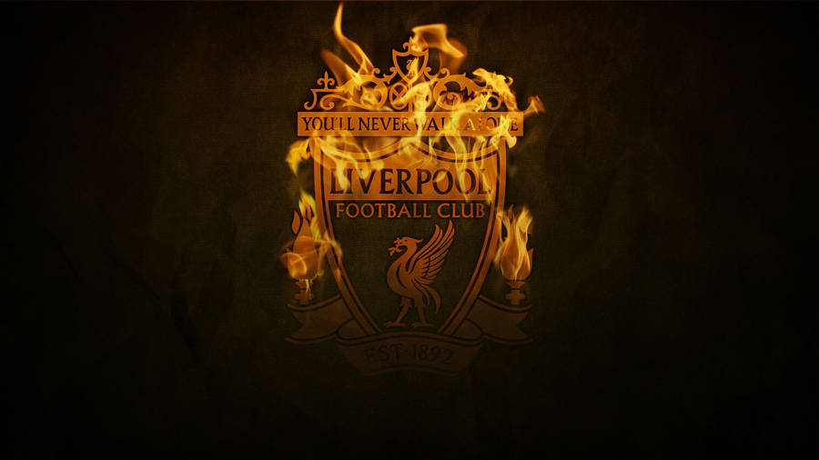 The Liverpool Fc Logo Is On Fire Wallpaper