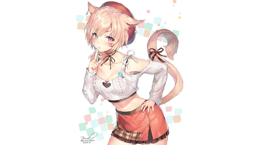 The Mesmerizing Fantasy Art Of A Miqo'te Girl Wallpaper